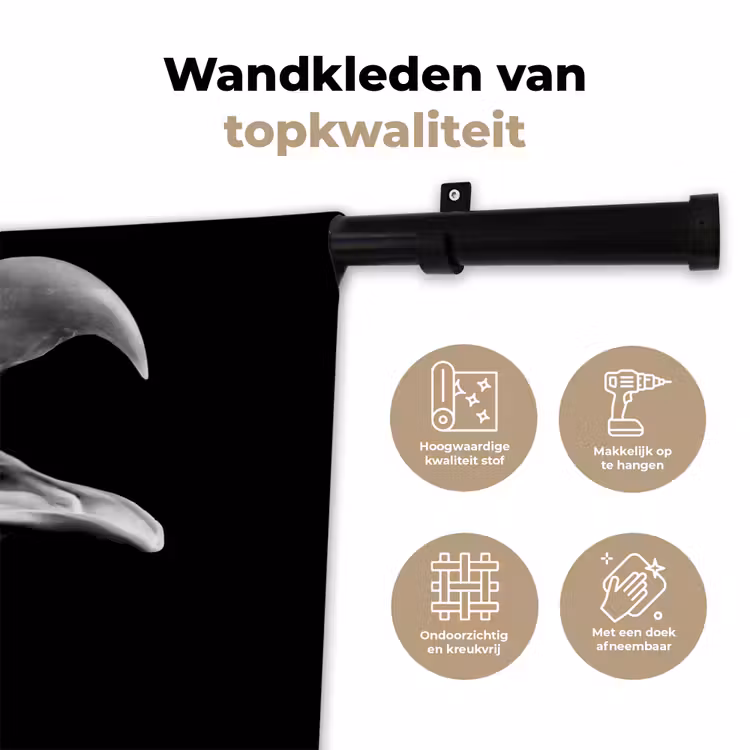 Adelaar - Portret - Roofvogels - Zwart - Wit - Vogel Wandkleed katoen klein -sfeer2