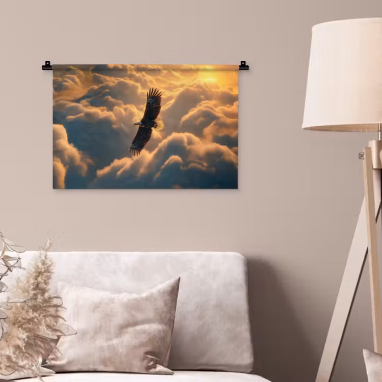 Adelaar - Wolken - Zon Wandkleed katoen klein -sfeer4