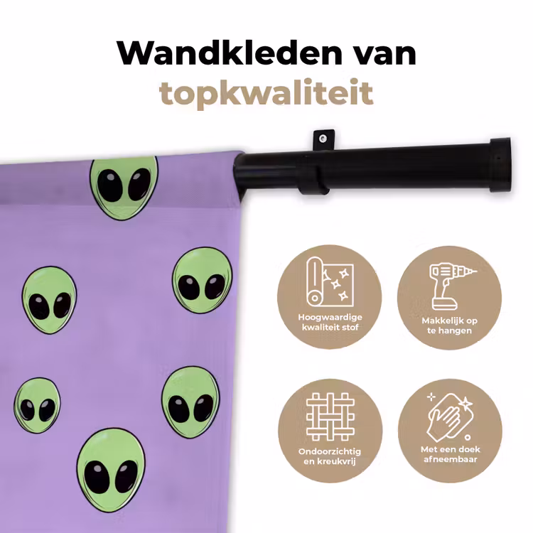 Alien - Retro - Lila Wandkleed katoen klein 269 -sfeer2