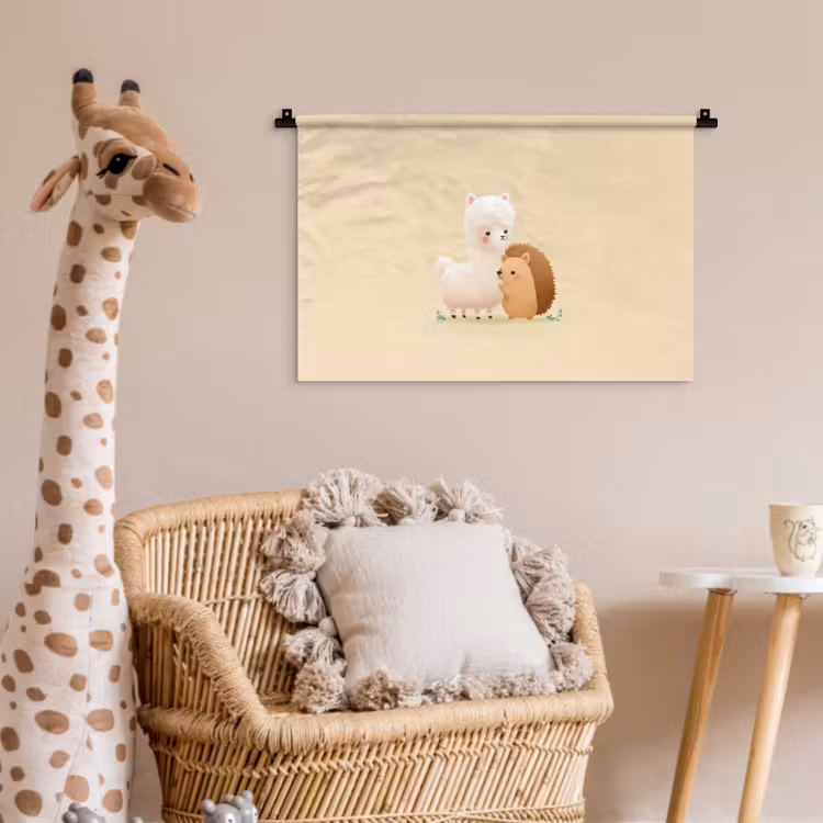 Alpaca - Egel - Bruin - Knuffelen Wandkleed katoen klein -wsfeer5_kind