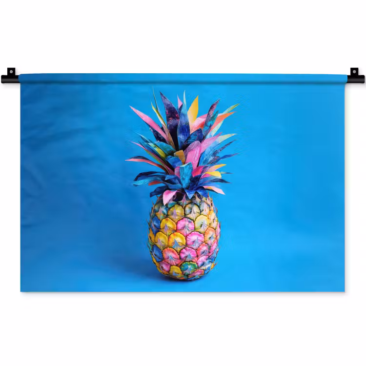 Ananas - Blauw - Tropisch - Vrolijk Wandkleed katoen klein -zz3d
