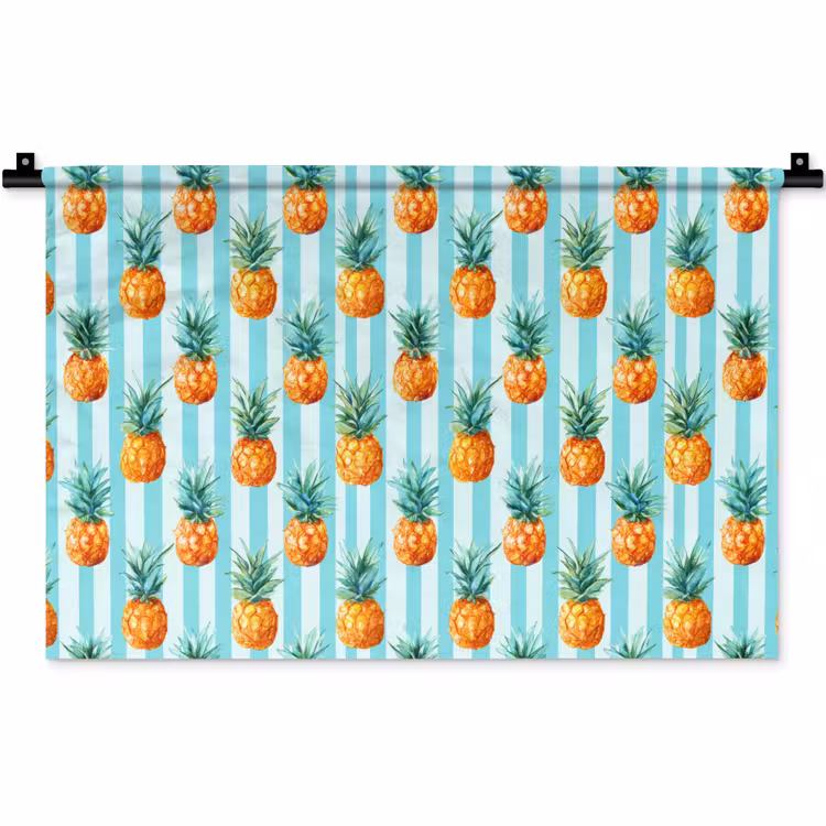 Ananas - Strepen - Groen Wandkleed katoen klein 269 -zz3d