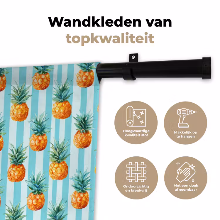 Ananas - Strepen - Groen Wandkleed katoen klein 269 -sfeer2