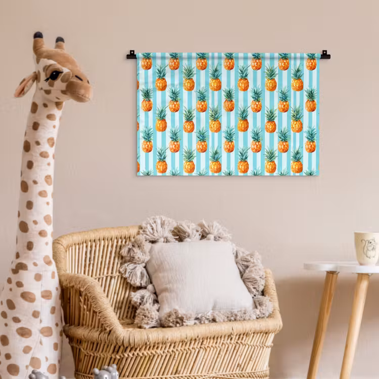 Ananas - Strepen - Groen Wandkleed katoen klein 269 -wsfeer5_kind