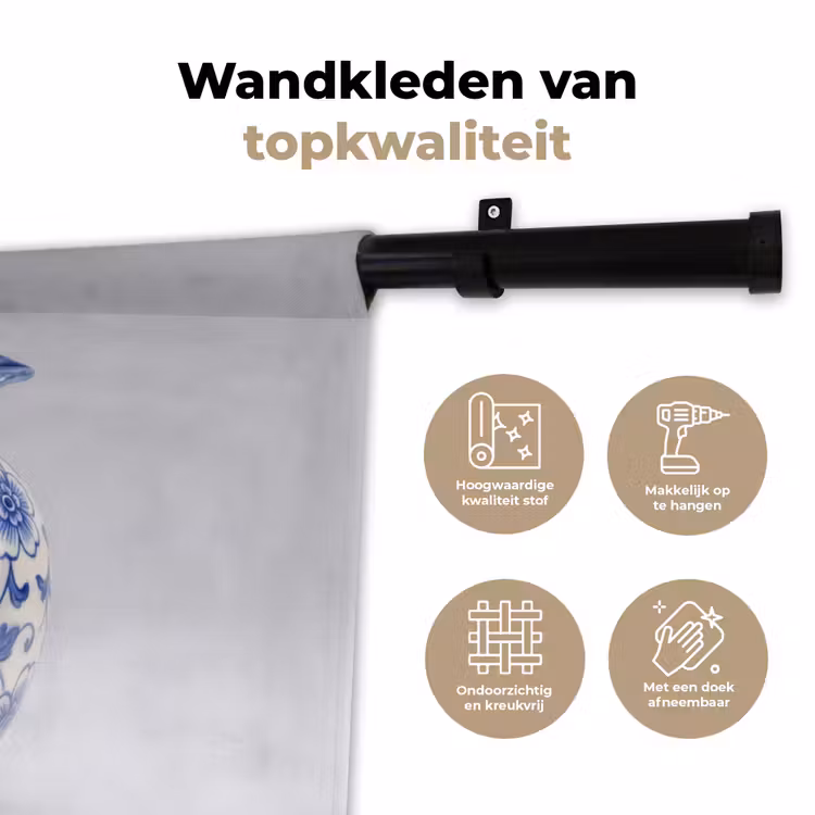 Appel - Blauw - Klassiek Wandkleed katoen klein -sfeer2