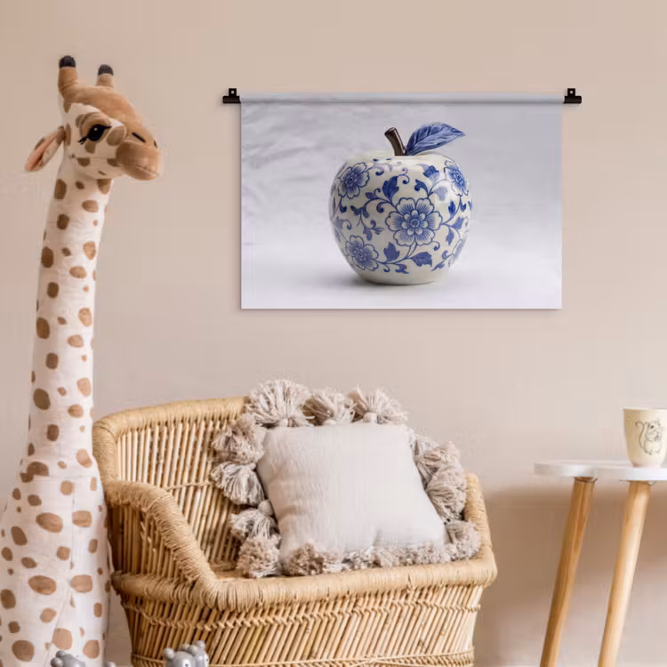Appel - Blauw - Klassiek Wandkleed katoen klein -wsfeer5_kind