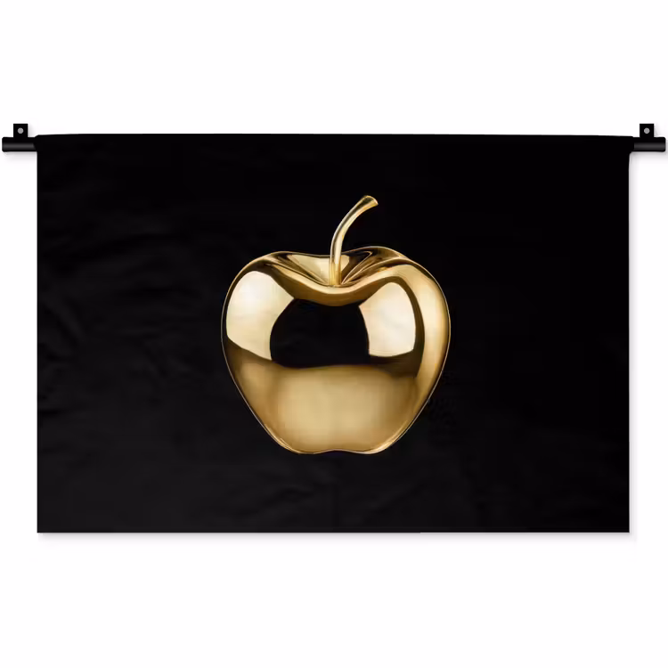 Appel - Goud - Chrome - Zwart Wandkleed katoen klein -zz3d
