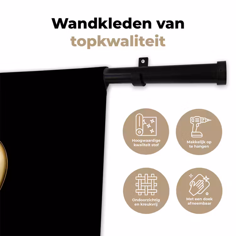 Appel - Goud - Chrome - Zwart Wandkleed katoen klein -sfeer2