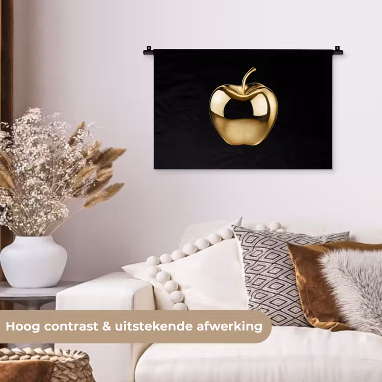 Appel - Goud - Chrome - Zwart Wandkleed katoen klein -sfeer1