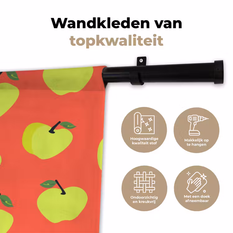 Appels - Modern - Groen Wandkleed katoen klein 269 -sfeer2
