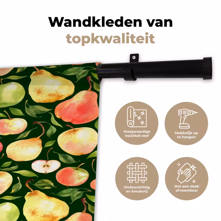 Appels - Peren - Fruit - Groen Wandkleed katoen klein 269 -sfeer2