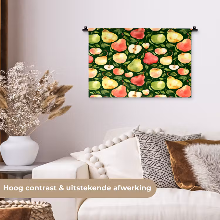 Appels - Peren - Fruit - Groen Wandkleed katoen klein 269 -sfeer1