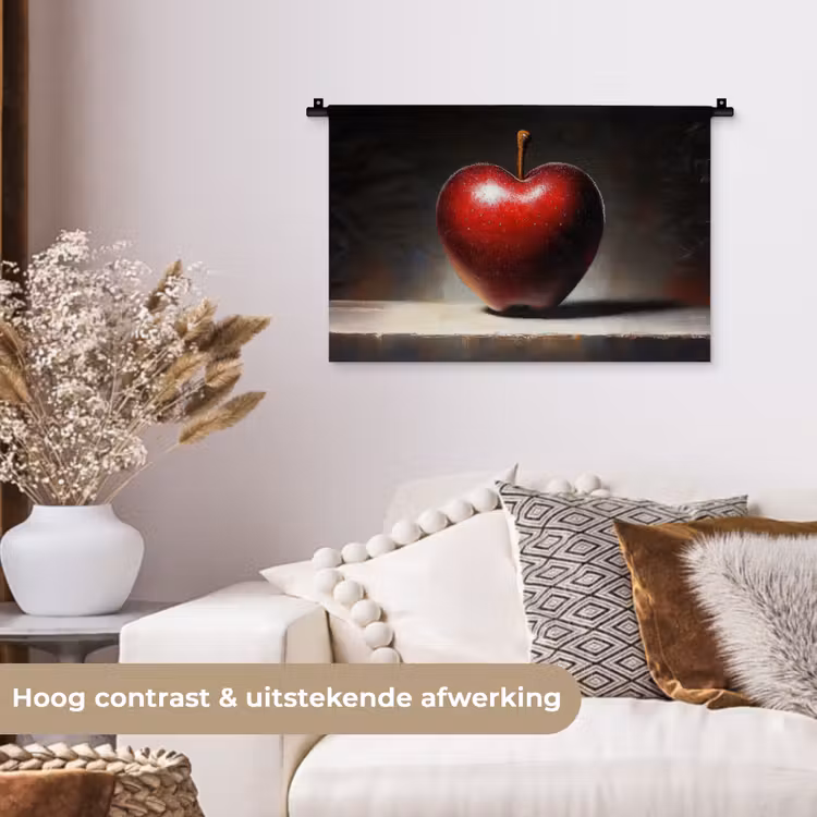 Apple - Hart - Rood Wandkleed katoen klein -sfeer1