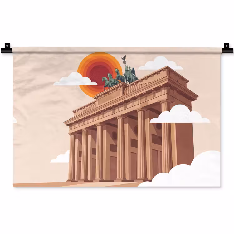 Architectuur - Brandenburg - Berlijn - Zonsondergang - Historisch Wandkleed katoen klein -zz3d