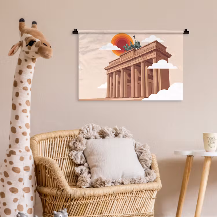 Architectuur - Brandenburg - Berlijn - Zonsondergang - Historisch Wandkleed katoen klein -wsfeer5_kind