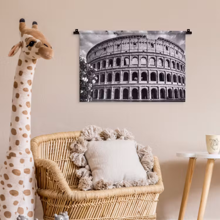 Architectuur - Colosseum - Rome - Historisch - Zwart-wit Wandkleed katoen klein -wsfeer5_kind