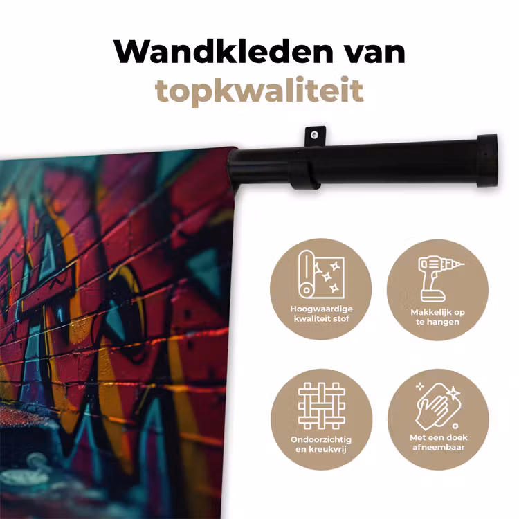Architectuur - Neon - Trap - Graffiti Wandkleed katoen klein -sfeer2