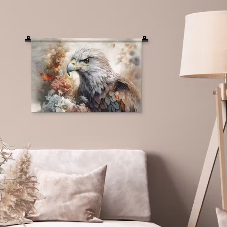 Arend - Adelaar - Vogel - Bloemen - Natuur Wandkleed katoen klein -sfeer4