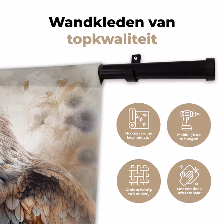 Arend - Adelaar - Vogel - Bloemen - Natuur Wandkleed katoen klein -sfeer2