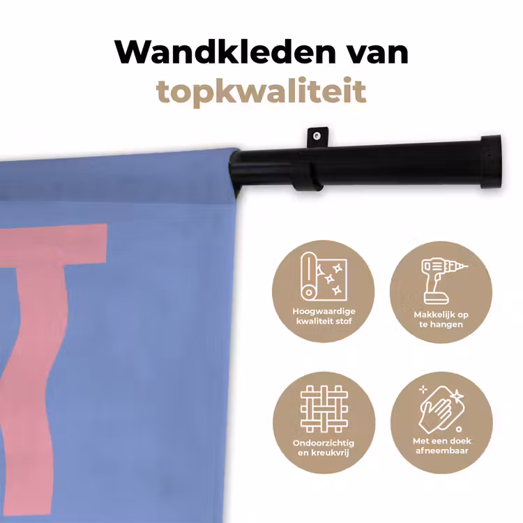 Art - Roze - Blauw Wandkleed katoen klein -sfeer2