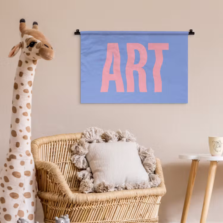 Art - Roze - Blauw Wandkleed katoen klein -wsfeer5_kind