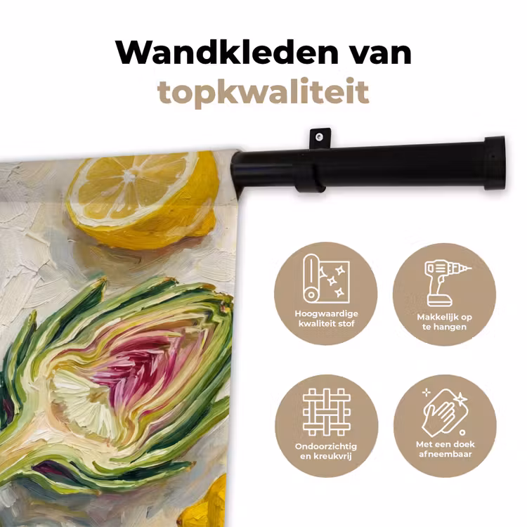 Wandkleed - Artisjok - Citroen - Eten - Artisjok - Citroen - Eten Wandkleed katoen klein