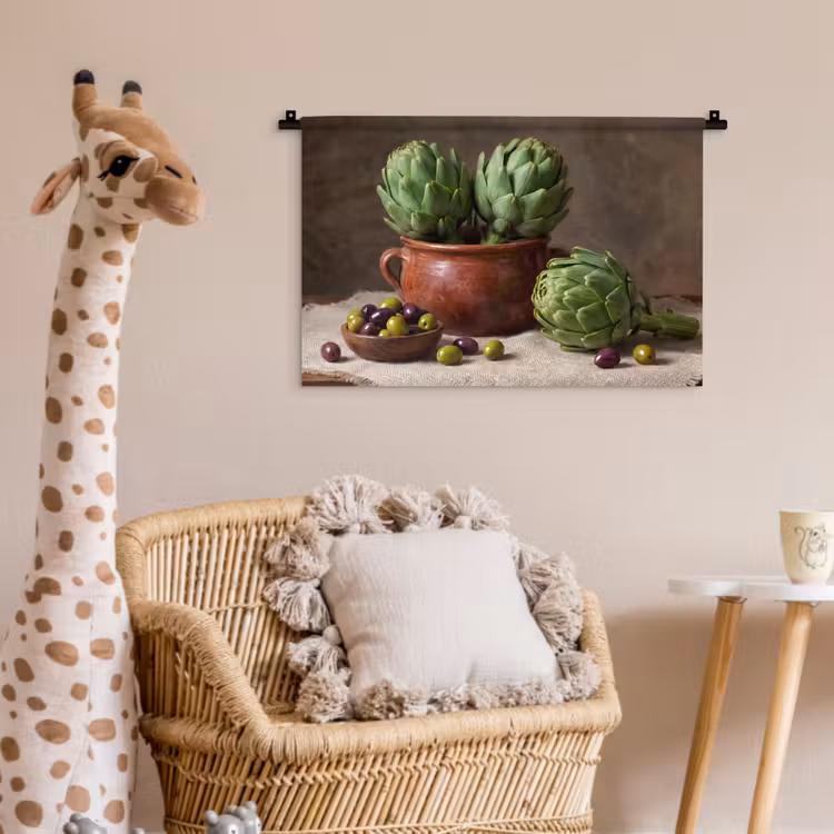 Wandkleed - Artisjokken - Olijven - Eten - Artisjokken - Olijven - Eten Wandkleed katoen klein