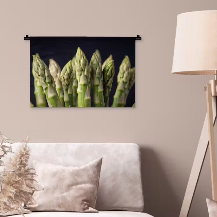 Asperges - Groen - Zwart Wandkleed katoen klein -sfeer4