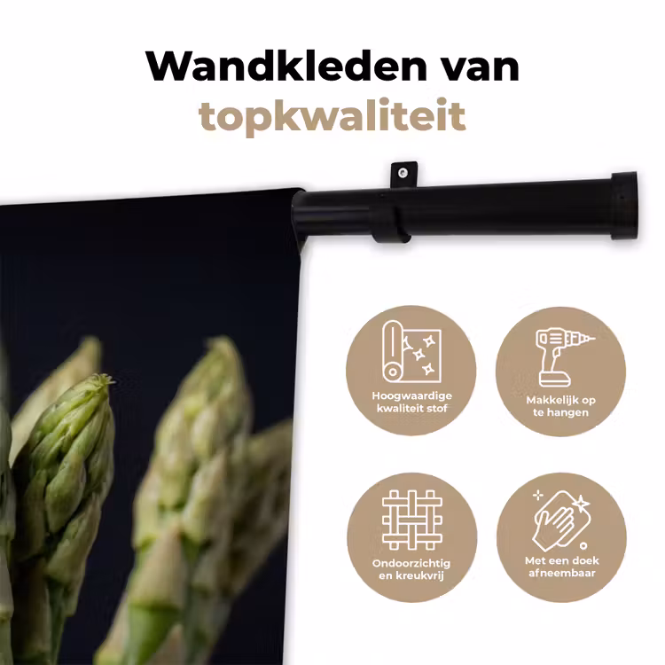 Asperges - Groen - Zwart Wandkleed katoen klein -sfeer2