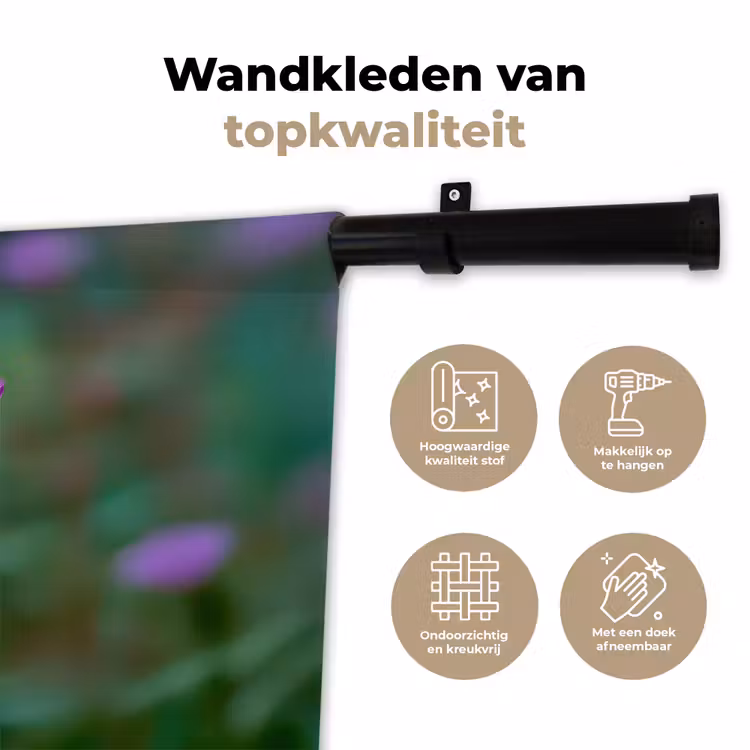 Aster - Paars - Bloem - Blaadjes Wandkleed katoen klein -sfeer2