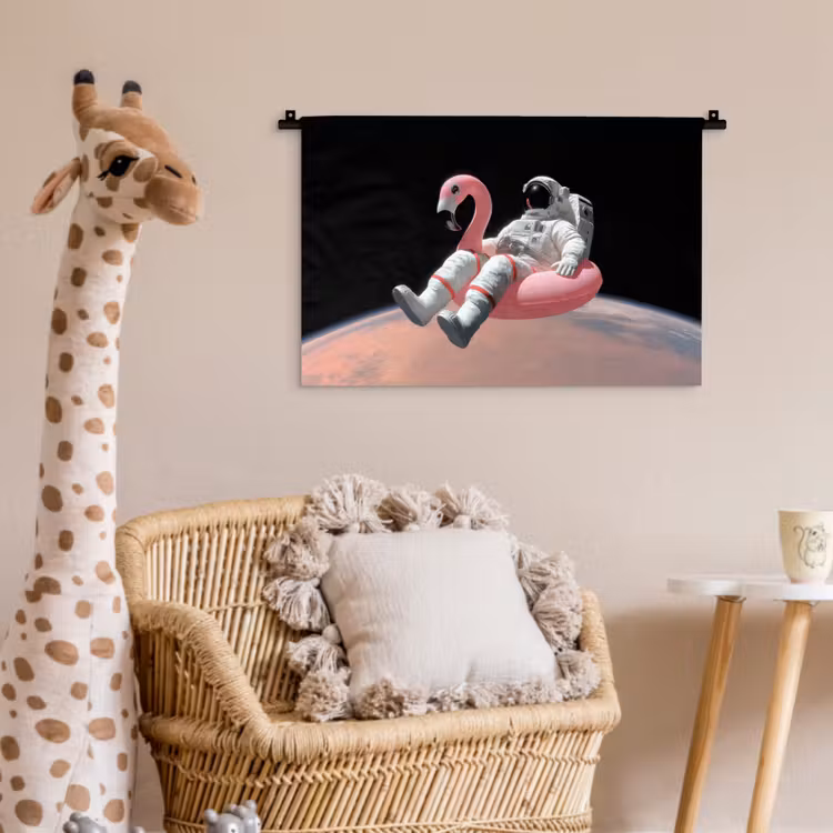 Astronaut - Flamingo - Zwemband - Roze Wandkleed katoen klein -wsfeer5_kind