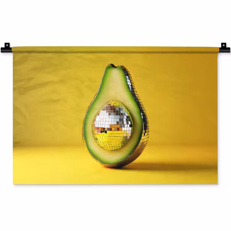 Avocado - Discobal - Geel - Glitter Wandkleed katoen klein -zz3d