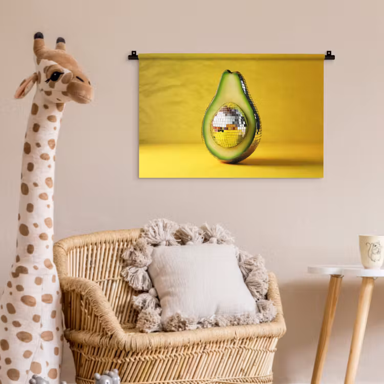 Avocado - Discobal - Geel - Glitter Wandkleed katoen klein -wsfeer5_kind