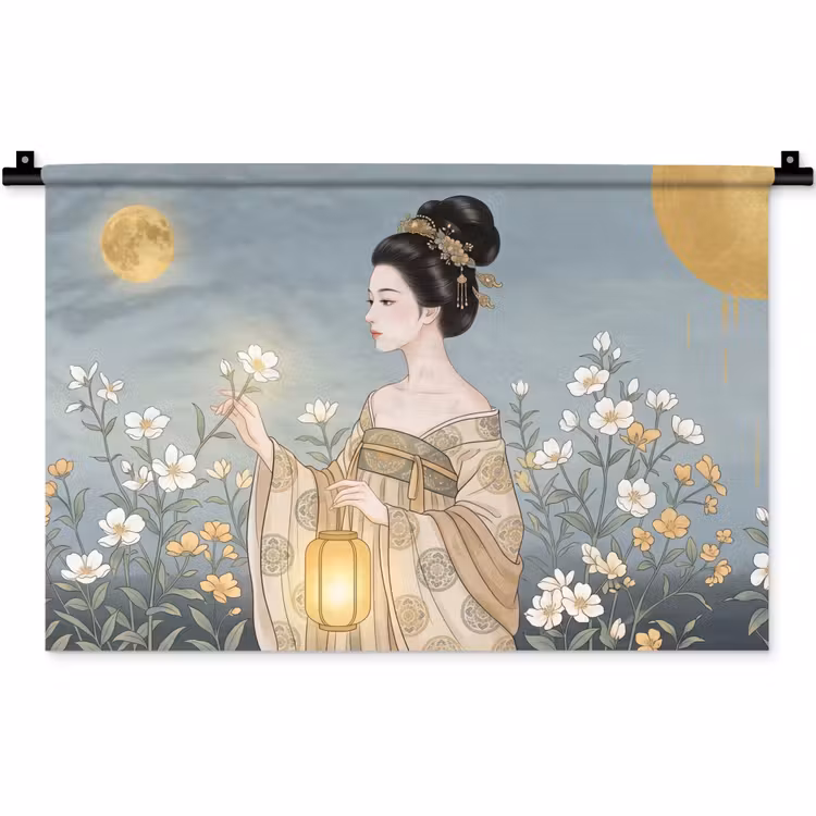 Aziatisch - Vrouw - Kimono Wandkleed katoen klein -zz3d