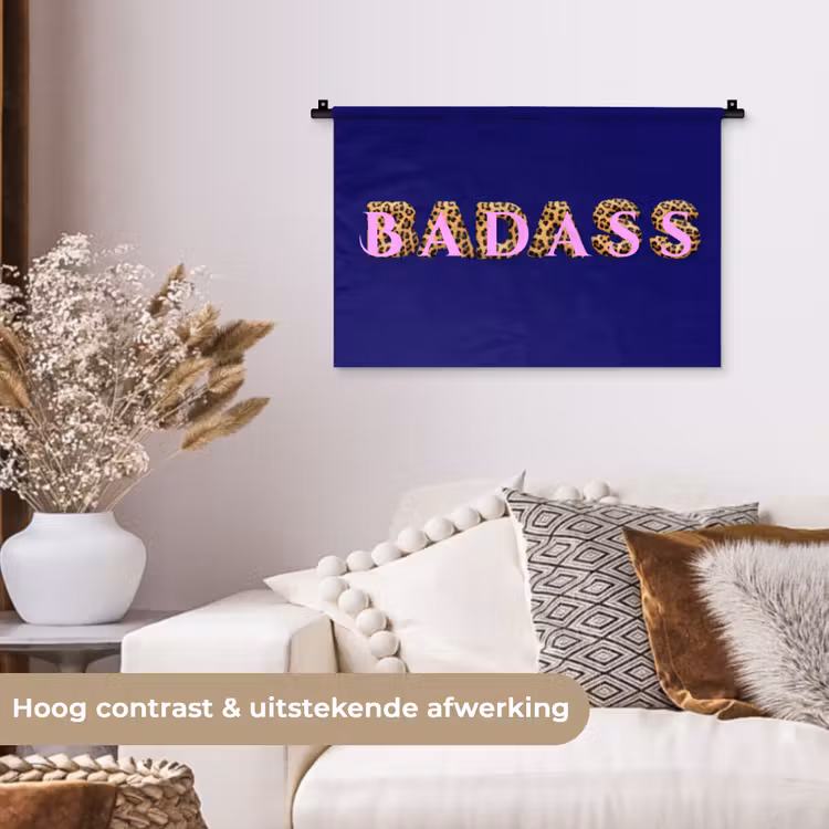 Badass - Panterpint - Schaduw - Roze Wandkleed katoen klein -sfeer1