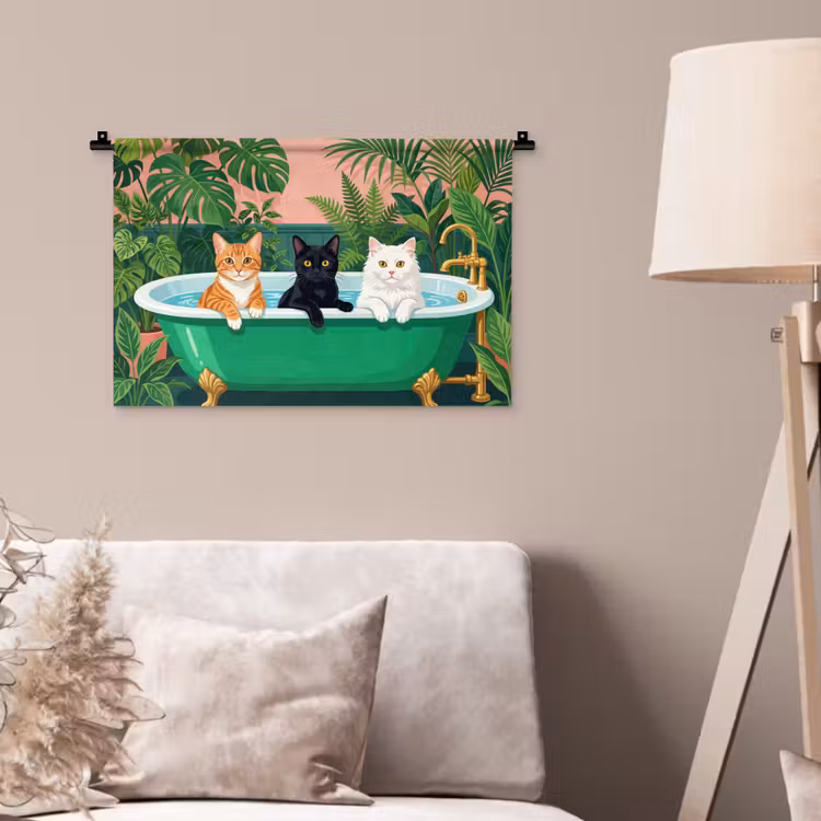 Badkamer - Kattenparade - Kleurrijk Wandkleed katoen klein -sfeer4