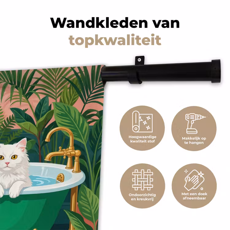 Badkamer - Kattenparade - Kleurrijk Wandkleed katoen klein -sfeer2