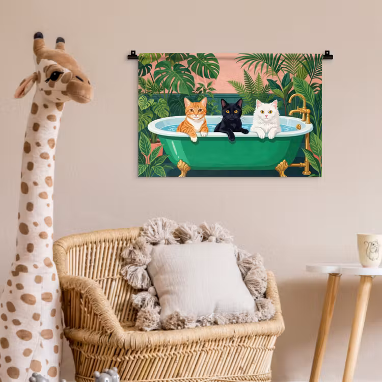 Badkamer - Kattenparade - Kleurrijk Wandkleed katoen klein -wsfeer5_kind