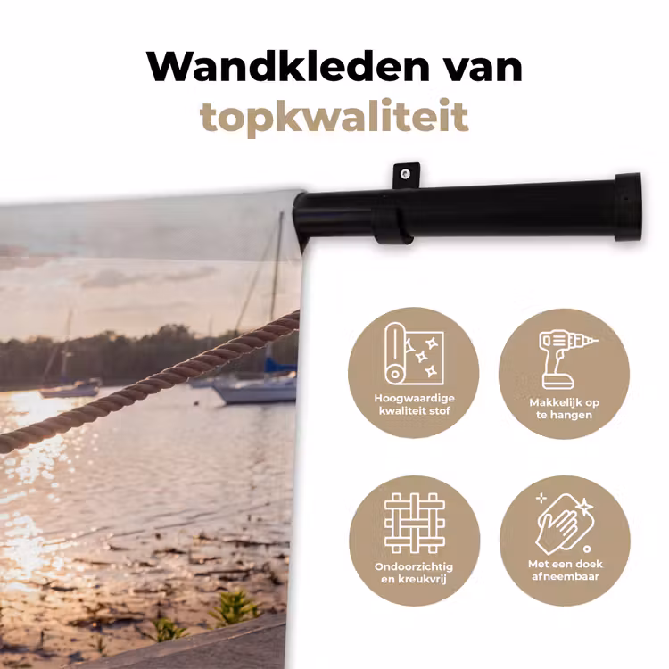 Badkleding - Rood - Zomer - Water - Zonsondergang Wandkleed katoen klein -sfeer2