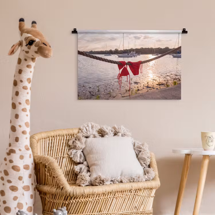 Badkleding - Rood - Zomer - Water - Zonsondergang Wandkleed katoen klein -wsfeer5_kind