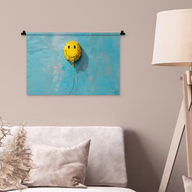 Ballon - Geel - Smiley Wandkleed katoen klein -sfeer4