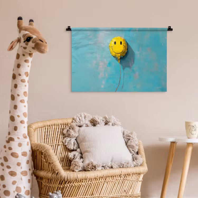 Ballon - Geel - Smiley Wandkleed katoen klein -wsfeer5_kind