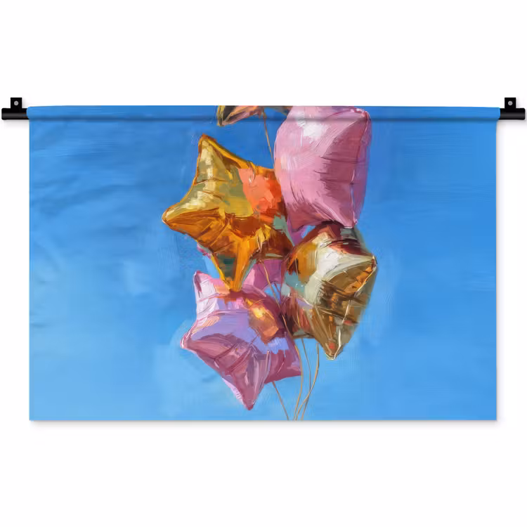 Ballonnen - Goud - Stervorm - Roze Wandkleed katoen klein -zz3d