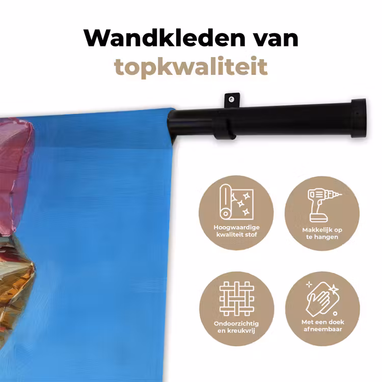 Ballonnen - Goud - Stervorm - Roze Wandkleed katoen klein -sfeer2