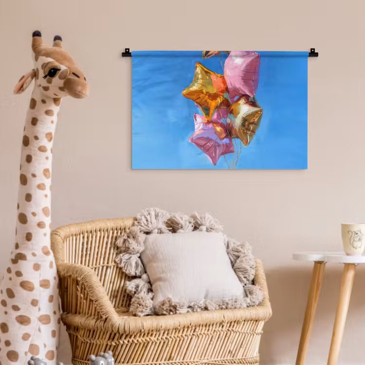 Ballonnen - Goud - Stervorm - Roze Wandkleed katoen klein -wsfeer5_kind