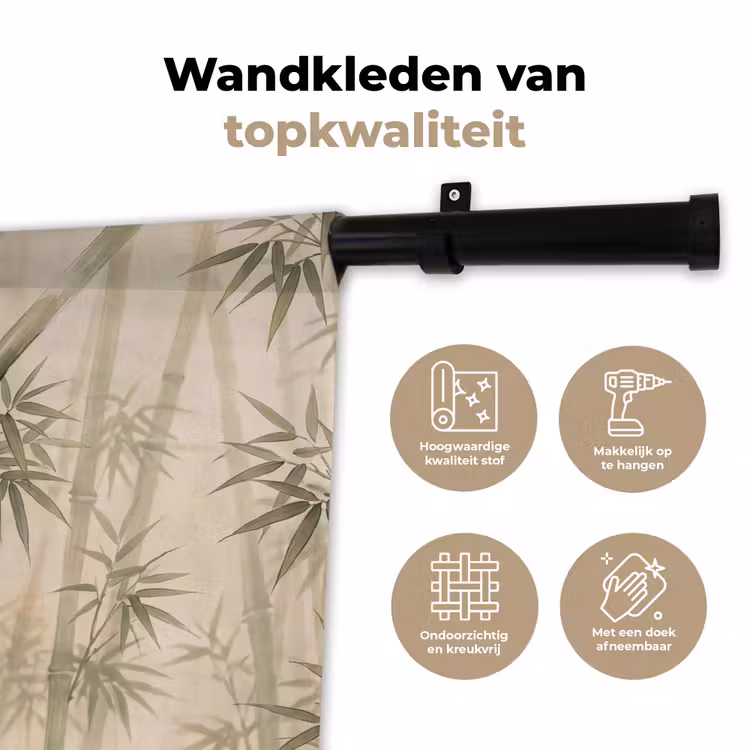Bamboe - Bladeren - Aziatisch - Groen - Natuur Wandkleed katoen klein -sfeer2