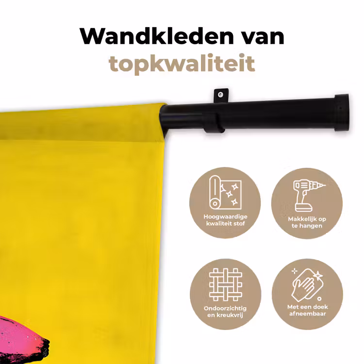 Banaan - Grafisch - Geel Wandkleed katoen klein -sfeer2