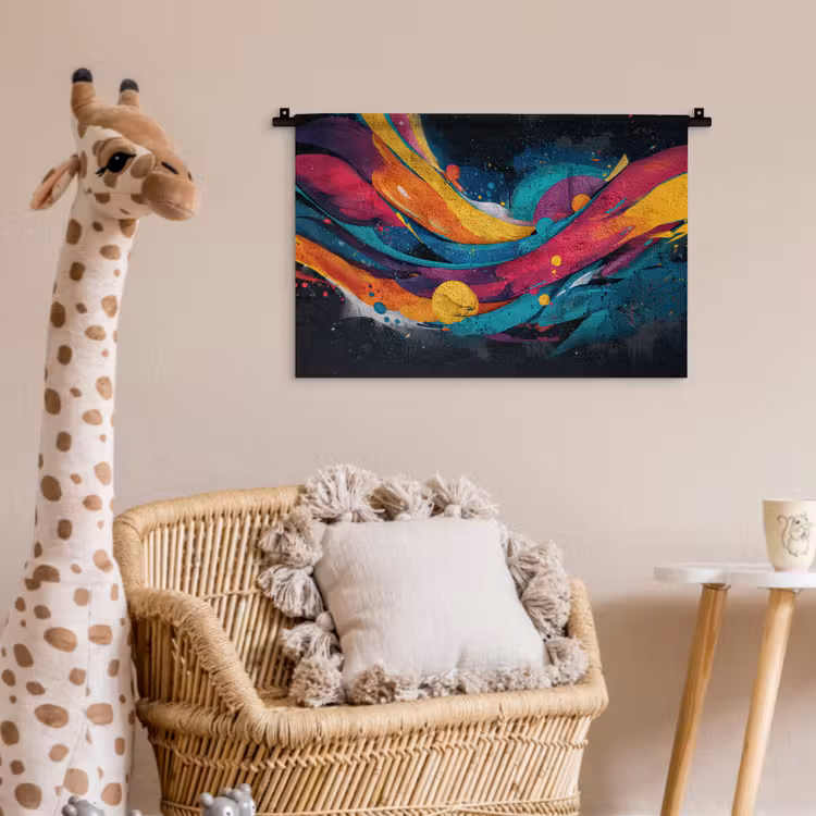 Banen - Golven - Kleurrijk - Abstract Wandkleed katoen klein -wsfeer5_kind