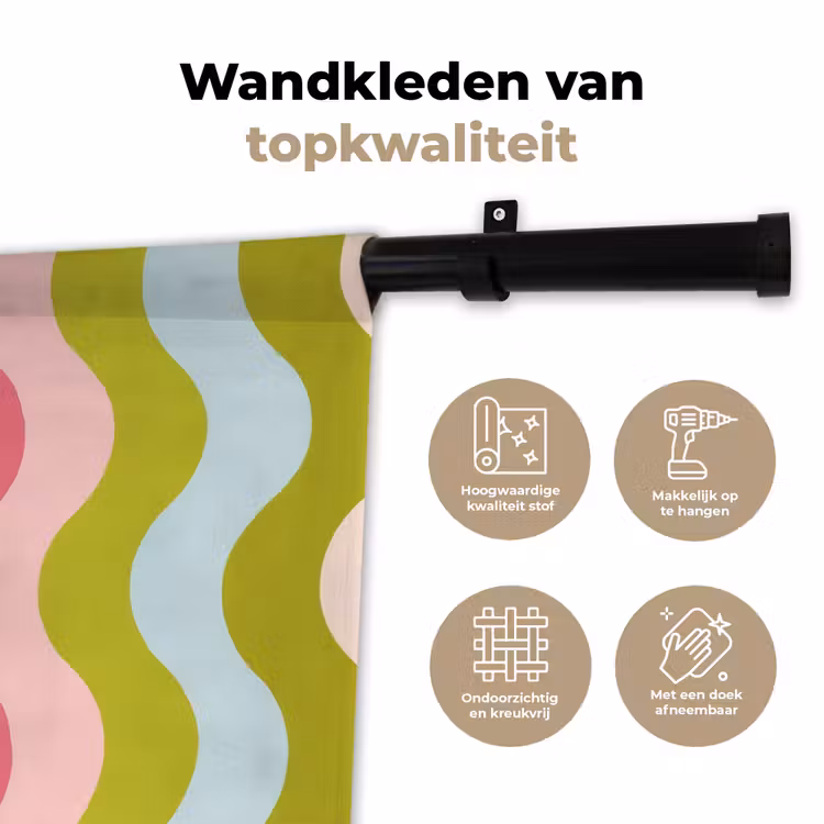 Banen - Golven - Kleurrijk - Verticaal Wandkleed katoen klein -sfeer2