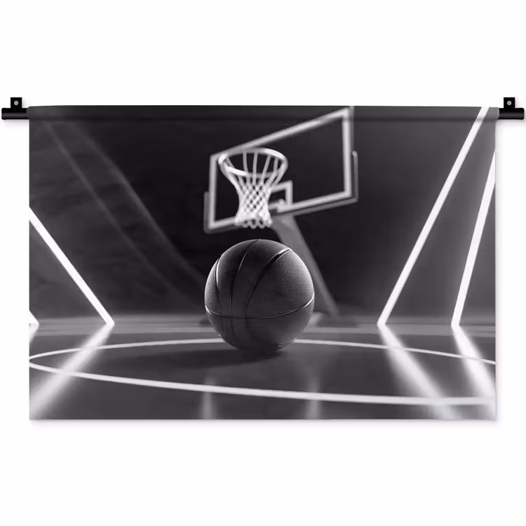 Basketbal - Basketbalveld - Lichtlijnen Wandkleed katoen klein -zz3d